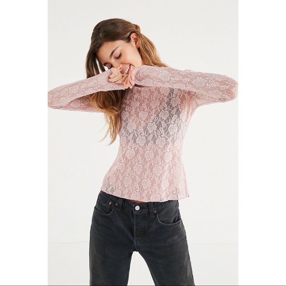 UO Floral Lace Mock-Neck Top